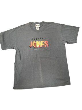Disney Vintage Indiana Jones Archaeologist Graphic T-Shirt Size L 100% Cotton